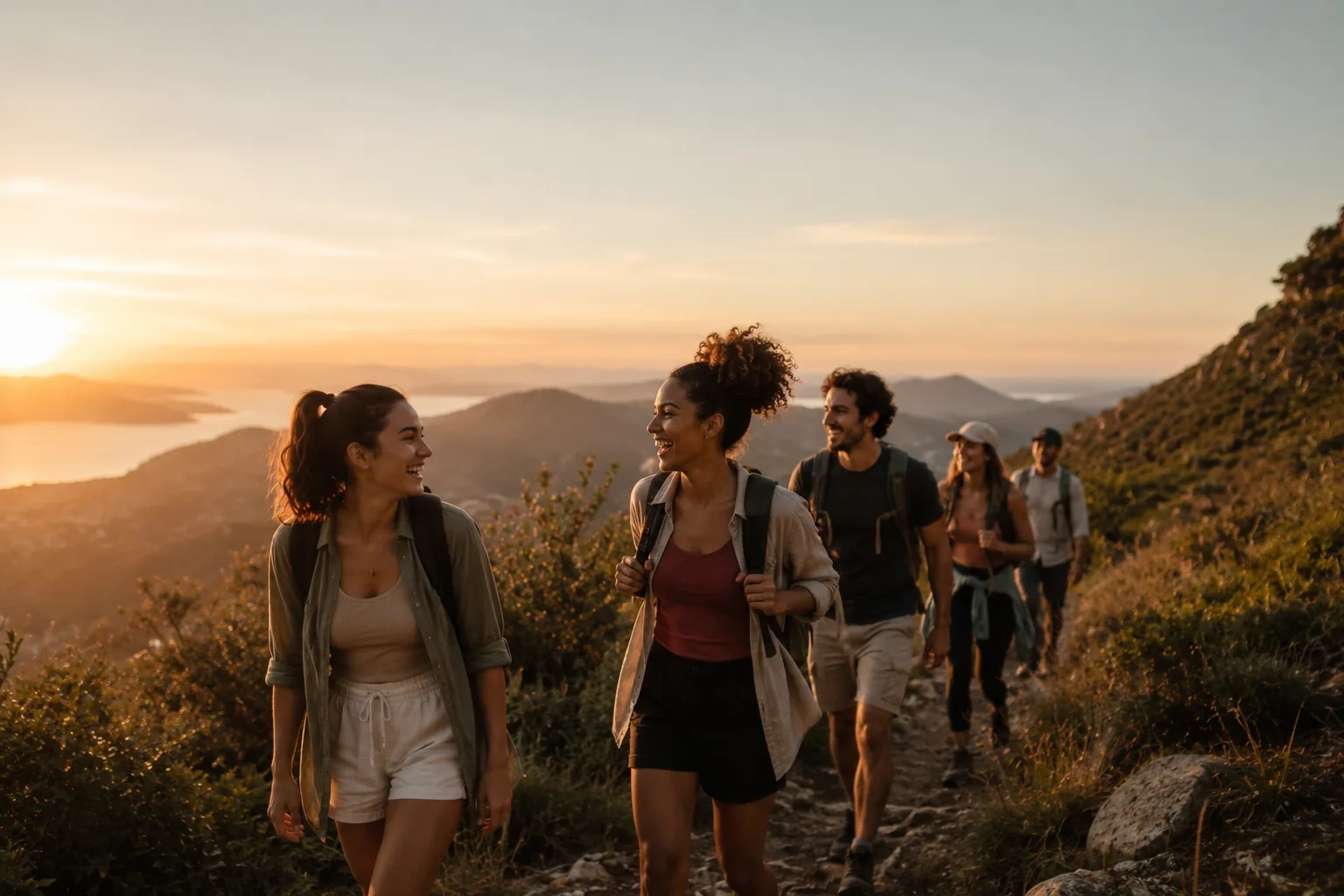 Personas compartiendo un momento al aire libre, en el espíritu de las experiencias Momentos